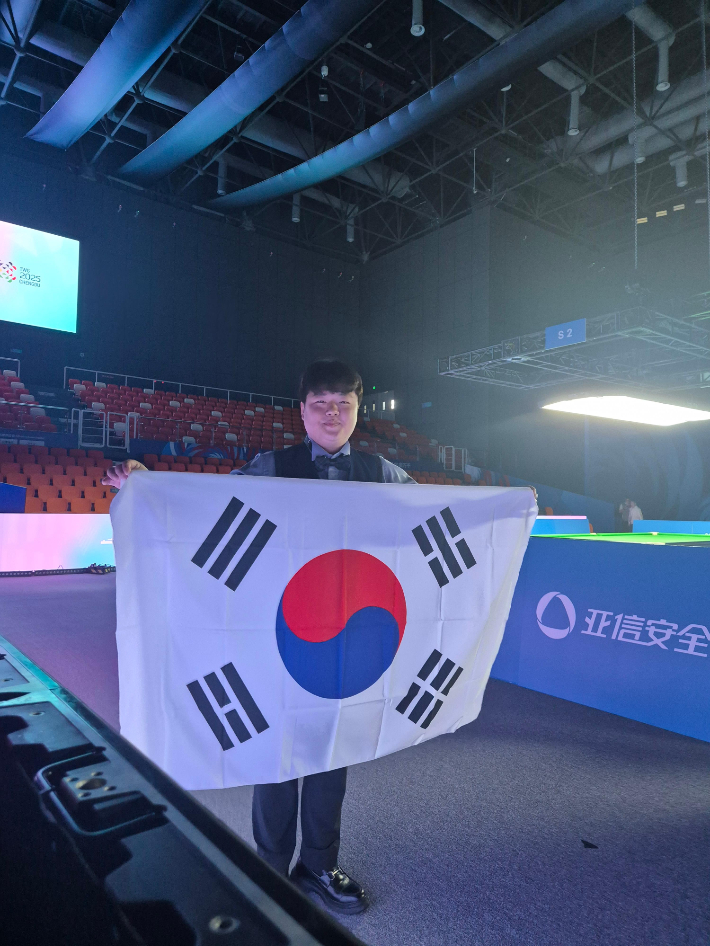 '당구 신동, 韓 3쿠션 금자탑' 최초의 월드 게임 우승, 이제 세계선수권 정조준