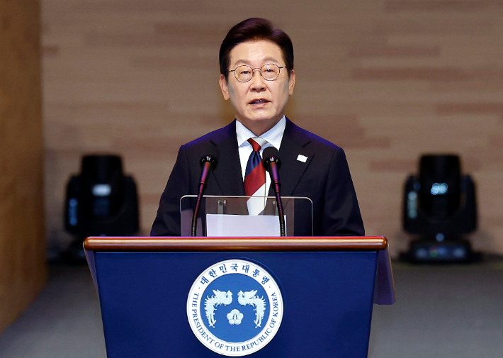 이재명 대통령, 80주년 광복절 경축사. 연합뉴스