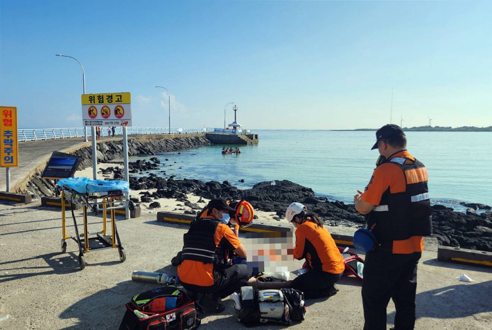 익수사고가 난 동김녕포구. 제주도소방안전본부 제공