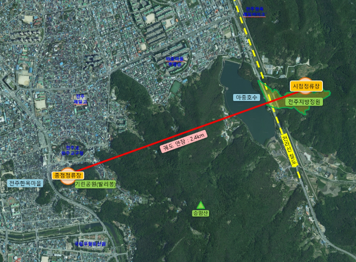 전주 관광케이블카 위치도. 전주시 제공