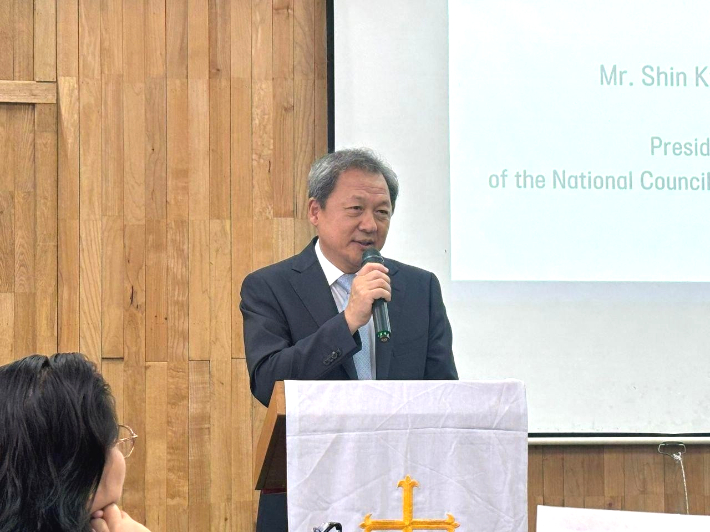 신관우 이사장이 환영사를 전하고 있는 모습. 한국YMCA전국연맹 제공