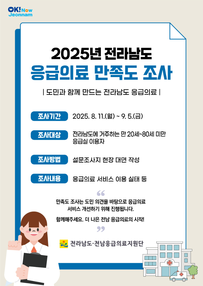 응급의료 만족도 조사 포스터. 전라남도 제공