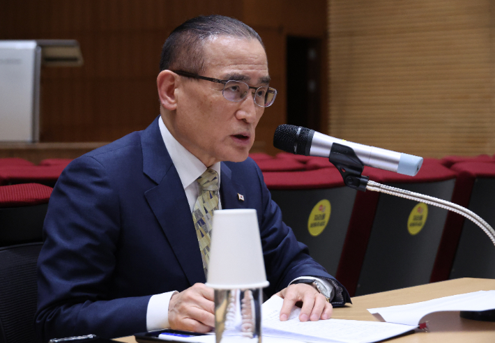 위성락 국가안보실장이 22일 서울 용산 대통령실에서 한미, 한일 정상회담 등 현안 관련 기자간담회를 하고 있다. 연합뉴스