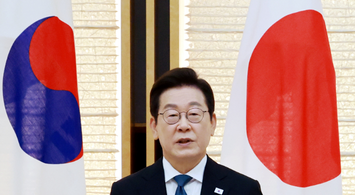 이재명 대통령, 한일 정상 공동 언론 발표 발언. 연합뉴스
