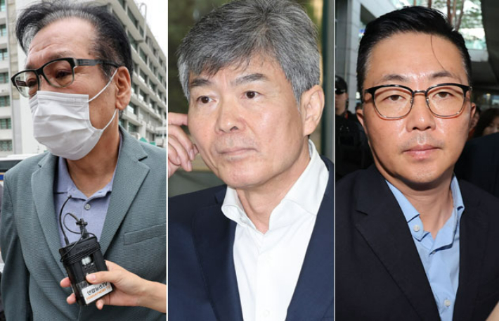 (왼쪽부터)건진법사 전성배 씨, 이종호 전 블랙펄인베스트 대표, 김건희 씨 '집사'로 지목된 김예성씨. 연합뉴스