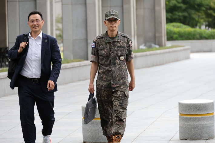 특검 출석하는 김용대 드론작전사령관. 연합뉴스