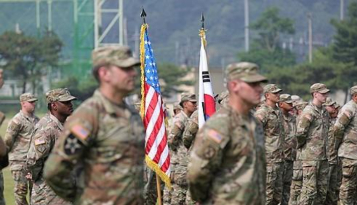 주한미군 순환배치 여단 임무교대식. 연합뉴스