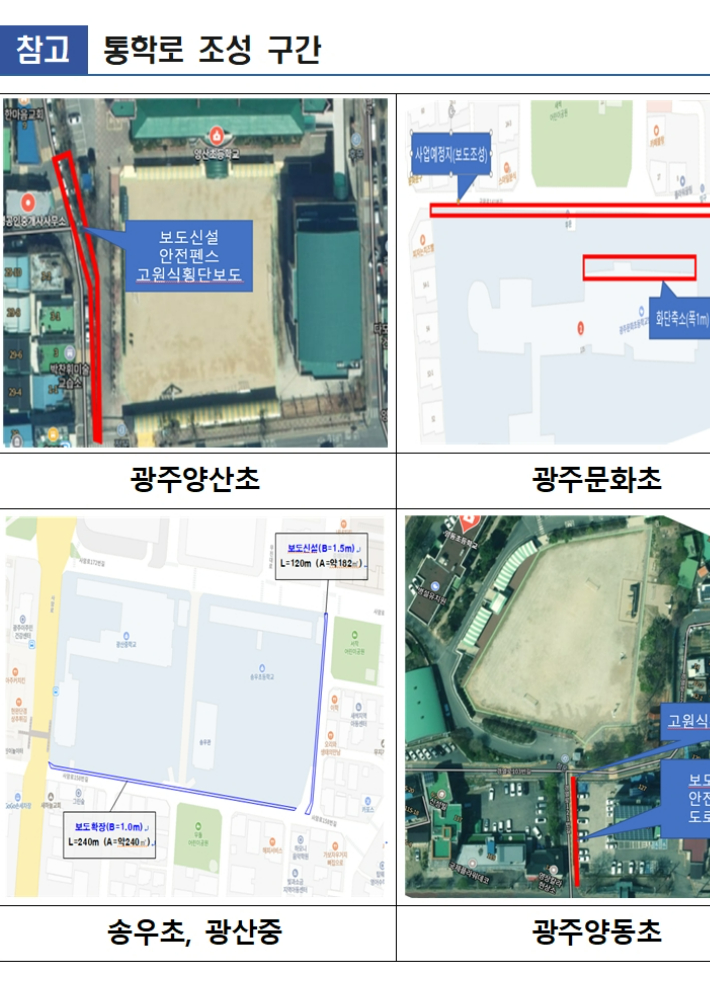 학교부지 활용한 일선 학교 안전한 통학로 조성 모습. 광주시교육청 제공