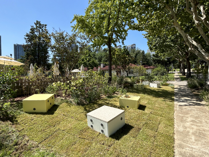 용산어린이정원에 조성된 시민 참여 정원 '내가 그린 주사위 정원'. 연합뉴스