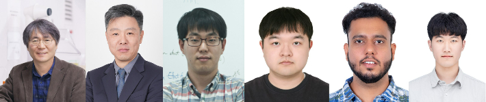 사진 좌측부터 나명수 UNIST 교수, 전형필 한양대 교수, 민승규 UNIST 교수, 이성환 연구원, 샤르마 아미토쉬 연구원, 이재혁 연구원. UNIST 제공