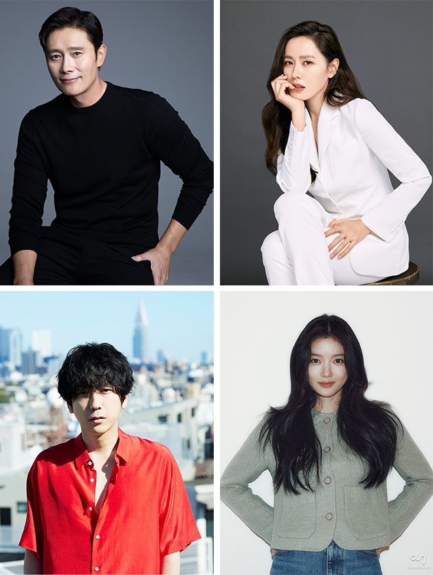 (왼쪽부터 시계방향) 이병헌, 손예진, 김유정, 니노미야 카즈나리. BH엔터테인먼트, 엠에스팀엔터테인먼트, 어썸이엔티, office nino Co., Ltd. 제공