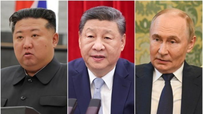 김정은 북한 국무위원장(왼쪽부터), 시진핑 중국 국가 주석, 블라디미르 푸틴 러시아 대통령. 연합뉴스