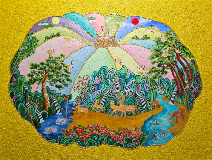 박도희, '연가(戀歌) 25-9', 나무패널 위에 혼합재료, 116.8x91(2025). 작가 제공