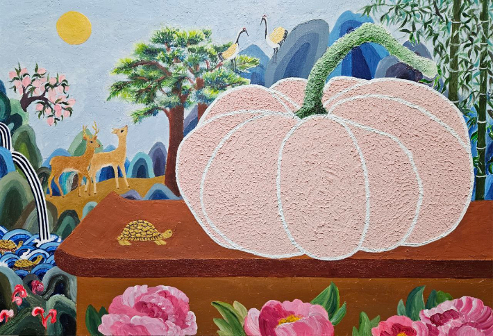 박도희, '연가(戀歌) 25-1', 나무패널 위에 혼합재료, 116.8x91(2025). 작가 제공