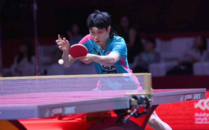 세계선수권 경기에 나선 조대성. ITTF 홈피 제공