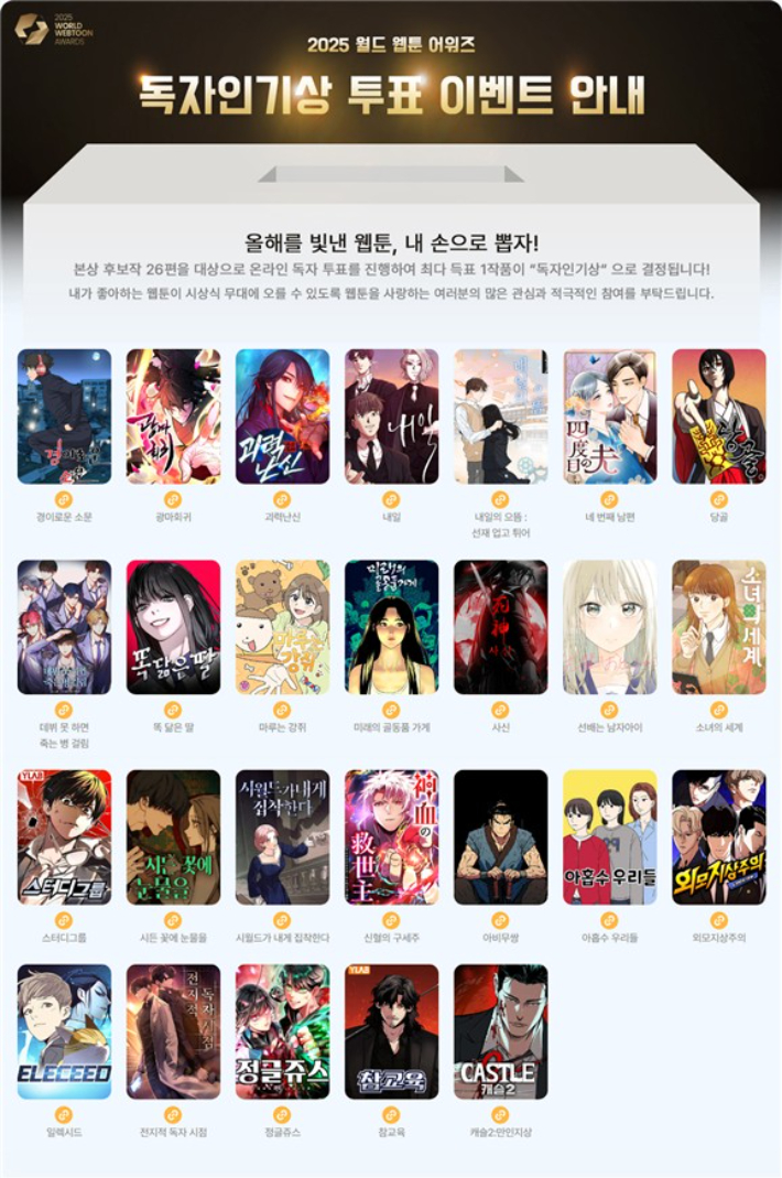본상 후보작 투표 페이지. [문화체육관광부 제공