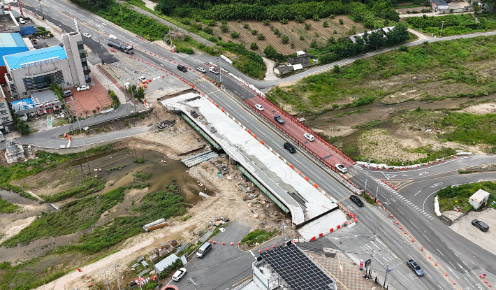 시래교 재가설 현장. 경주시 제공