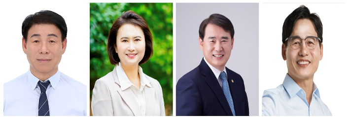 광주시 교육감 후보군 왼쪽부터 김용태, 오경미, 이정선, 정성홍. 직함 없이, 가나다 순 배열. 당사자 제공