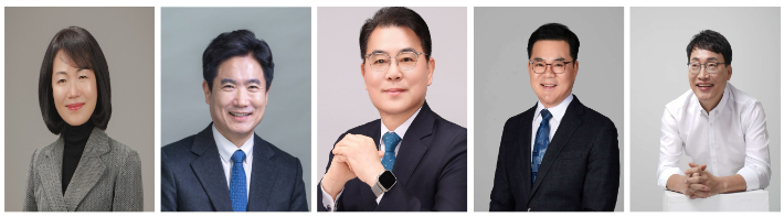 전라남도교육감 후보군. 왼쪽부터 강숙영, 김대중, 김해룡, 문승태, 장관호. 직함 없이, 가나다 순 배열. 당사자 제공