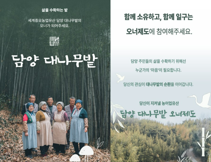 세계중요농업유산 '담양 대나무밭'을 지키기 위한 프로젝트의 일환인 '담양 대나무밭 크라우드 펀딩' 포스터. 담양군 제공
