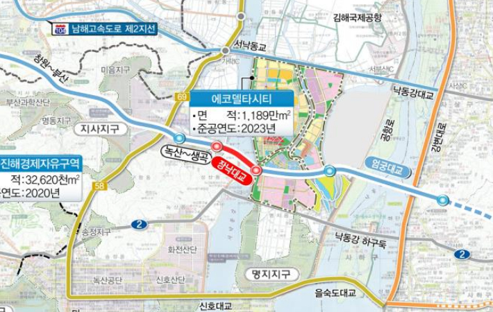 장낙대교 건설 계획도.  부산시 제공