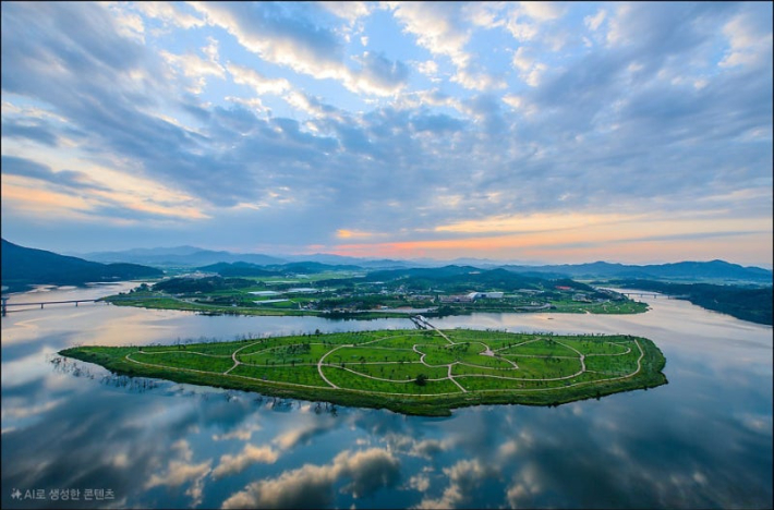 조선팔도자전차대회 코스인 경천섬 전경. 경북문화관광공사 제공