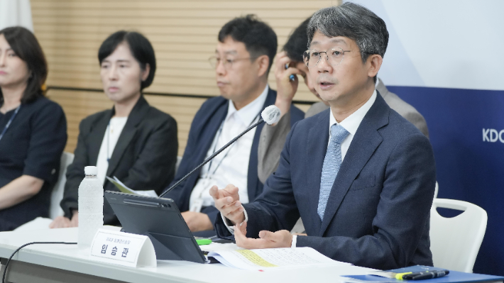 임승관 질병관리청장이 9일 충북 청주 오송의 질병청에서 기자간담회를 하고 있다. 질병관리청 제공