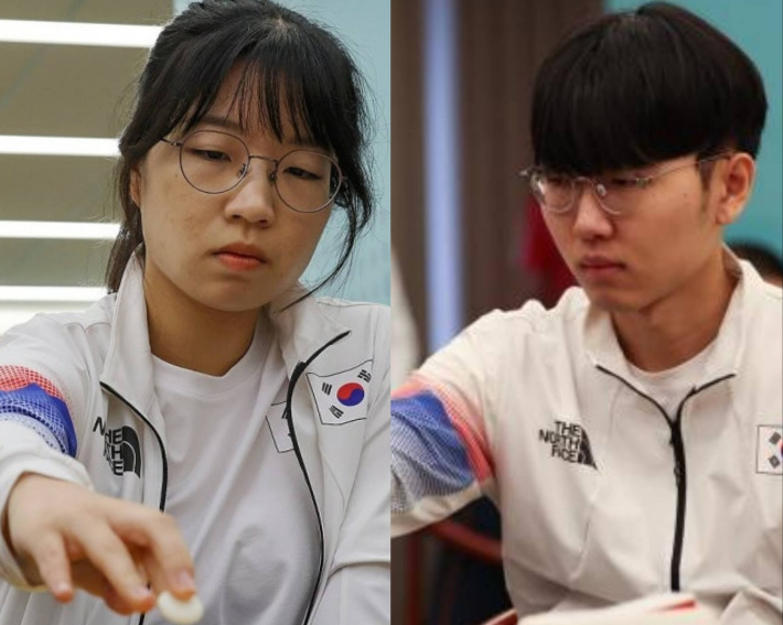 제19회 항저우 아시안게임 당시의 신진서 9단(사진 오른쪽)과 최정 9단. 연합뉴스