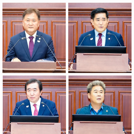 정희택 이경희 임활 오상도 의원이 5분 자유발언을 하고 있다. 경주시의회 제공