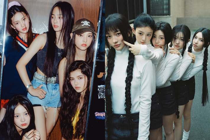왼쪽부터 그룹 뉴진스, 아일릿. 각 소속사 제공