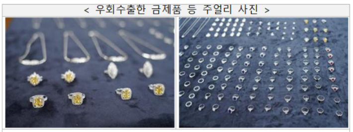우회수출한 금제품 등 사진. 관세청 제공
