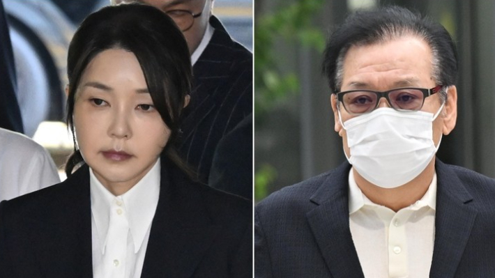 김건희씨(왼쪽)와 건진법사 전성배씨. 연합뉴스