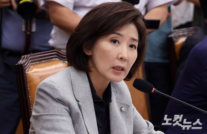 10일 서울 여의도 국회에서 열린 법제사법위원회 전체회의에서 국민의힘 나경원 의원이 발언을 하고 있다. 윤창원 기자