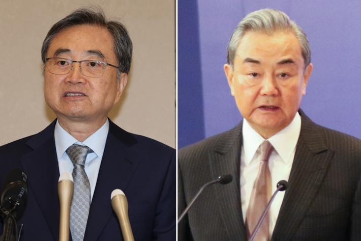 조현 외교부 장관, 왕이 중국공산당 중앙외사판공실 주임 겸 외교부장. 연합뉴스