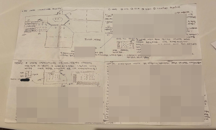 근로자가 작성한 구금일지. 연합뉴스 