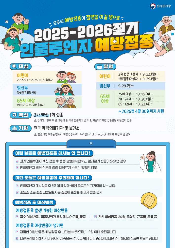 인플루엔자 예방접종 안내문. 전라남도 제공