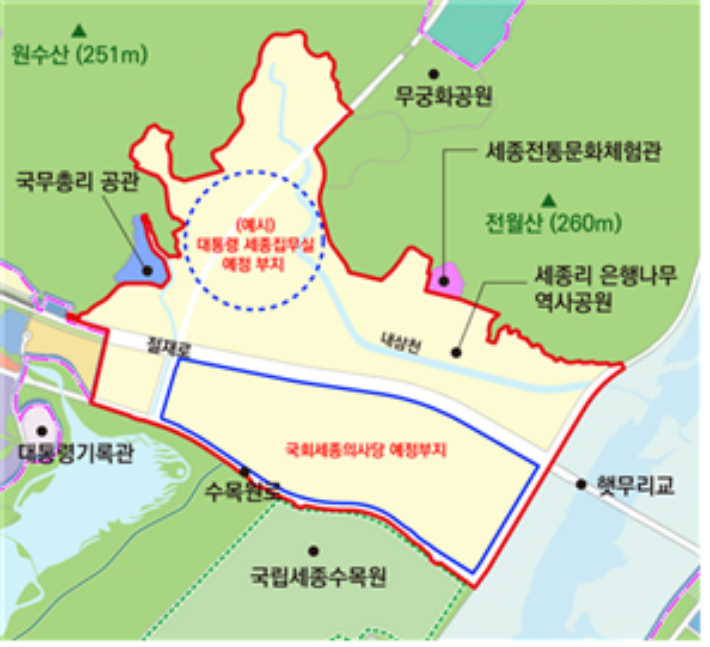 국가상징구역 공모대상지 위치도. 행복청 제공