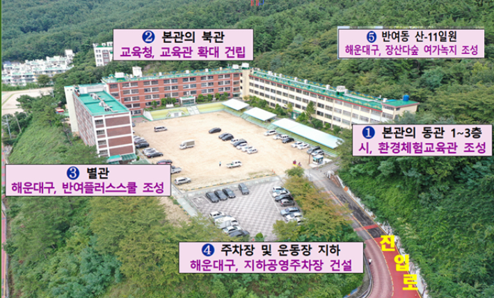 부산시와 부산시교육청 등이 옛 반여초등학교 건물과 부지를 활용해 다양한 사업을 진행한다. 부산시 제공