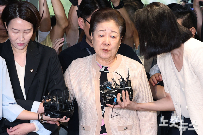 불법 정치 자금 제공 혐의를 받는 한학자 통일교 총재. 류영주 기자