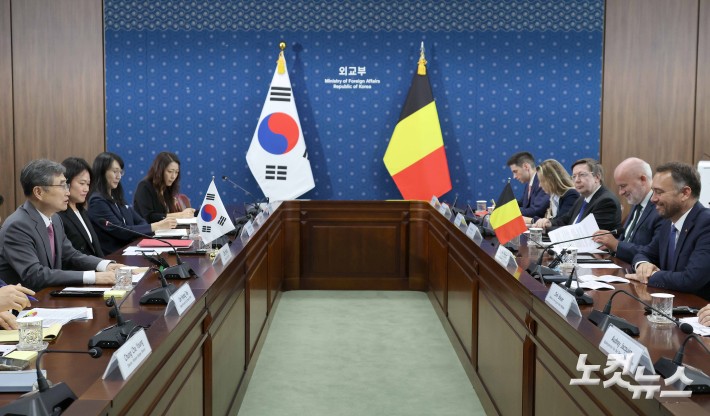 18일 서울 종로구 정부서울청사 별관 외교부에서 한-벨기에 외교장관 회담이 열리고 있다.