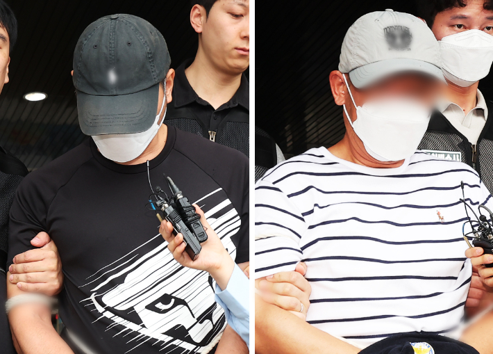 KT 무단 소액결제 사건의 피의자인 중국 국적 남성 A씨(왼쪽)와 B씨. 연합뉴스
