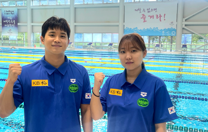 왼쪽부터 권순재 트레이너, 김민주 트레이너. 대한수영연맹 
