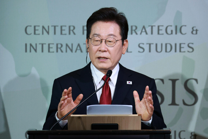 연설하는 이재명 대통령. 연합뉴스