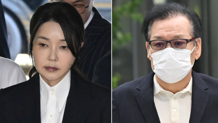 김건희씨(왼쪽)와 건진법사 전성배씨. 연합뉴스 