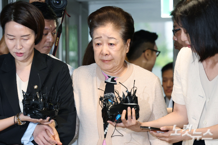 불법 정치 자금 제공 혐의를 받는 한학자 통일교 총재. 류영주 기자