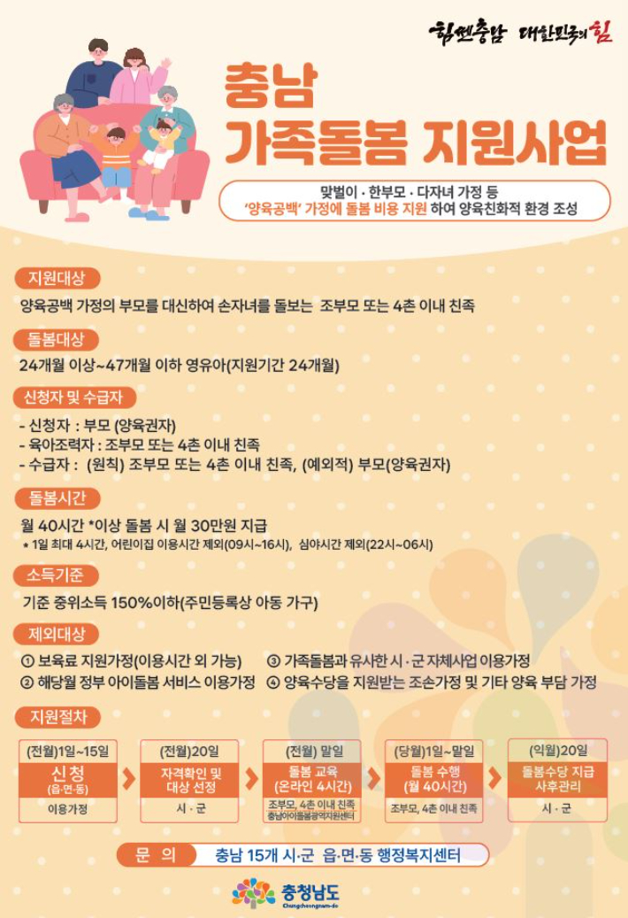 충남 가족돌봄 지원사업 포스터. 충남도 제공