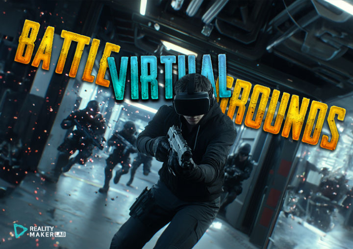 자유 이동형 VR FPS 게임 '배틀 버츄어 그라운드(Battle Virtual Grounds)'. 리얼리티메이커랩 제공