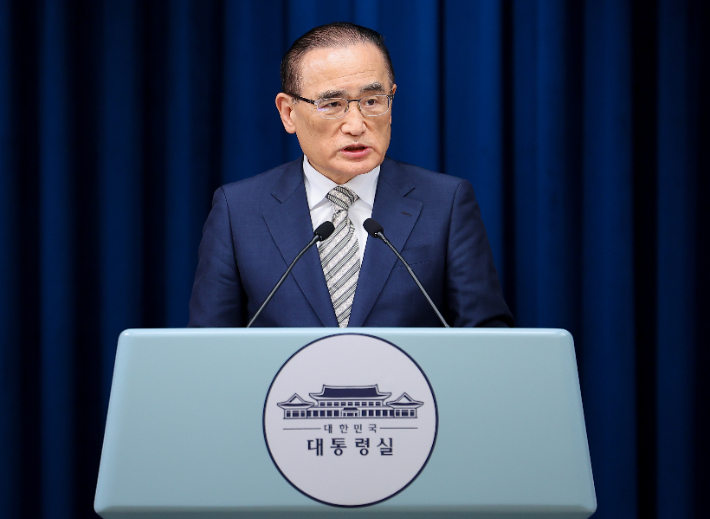 위성락 국가안보실장이 29일 용산 대통령실에서 이시바 시게루 일본 총리 방한 관련 브리핑을 하고 있다. 연합뉴스