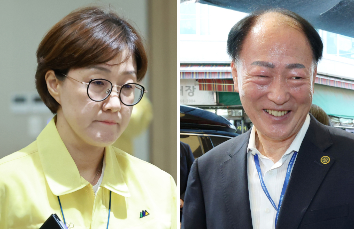 김현지 신임 제1부속실장(왼쪽)과 윤기천 신임 총무비서관. 연합뉴스