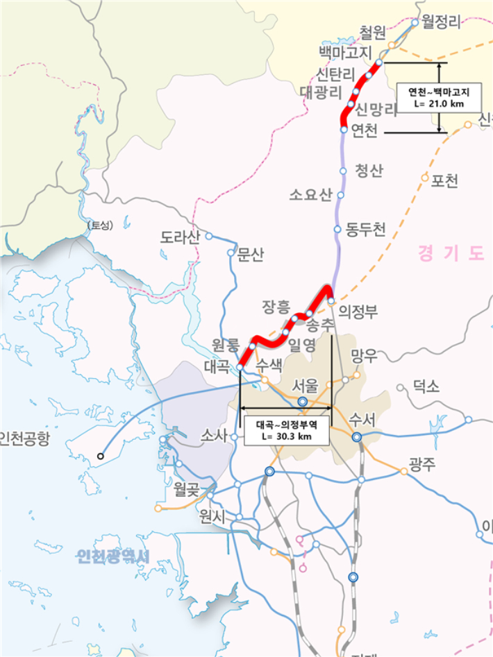 수소열차 실증 운행 노선도. 국토교통부 제공